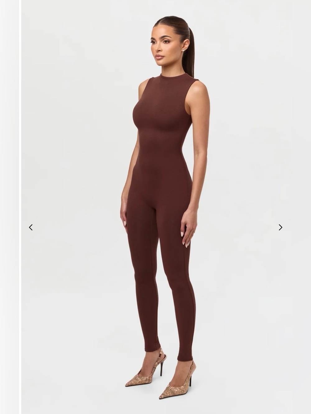 Naked Wardrobe The NW Sleeveless Jumpsuit Chocolate